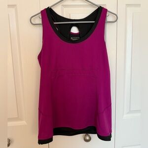 Tek Gear Women's Size Large Workout Athletic Racerback Tank Top Magenta Black🩷
